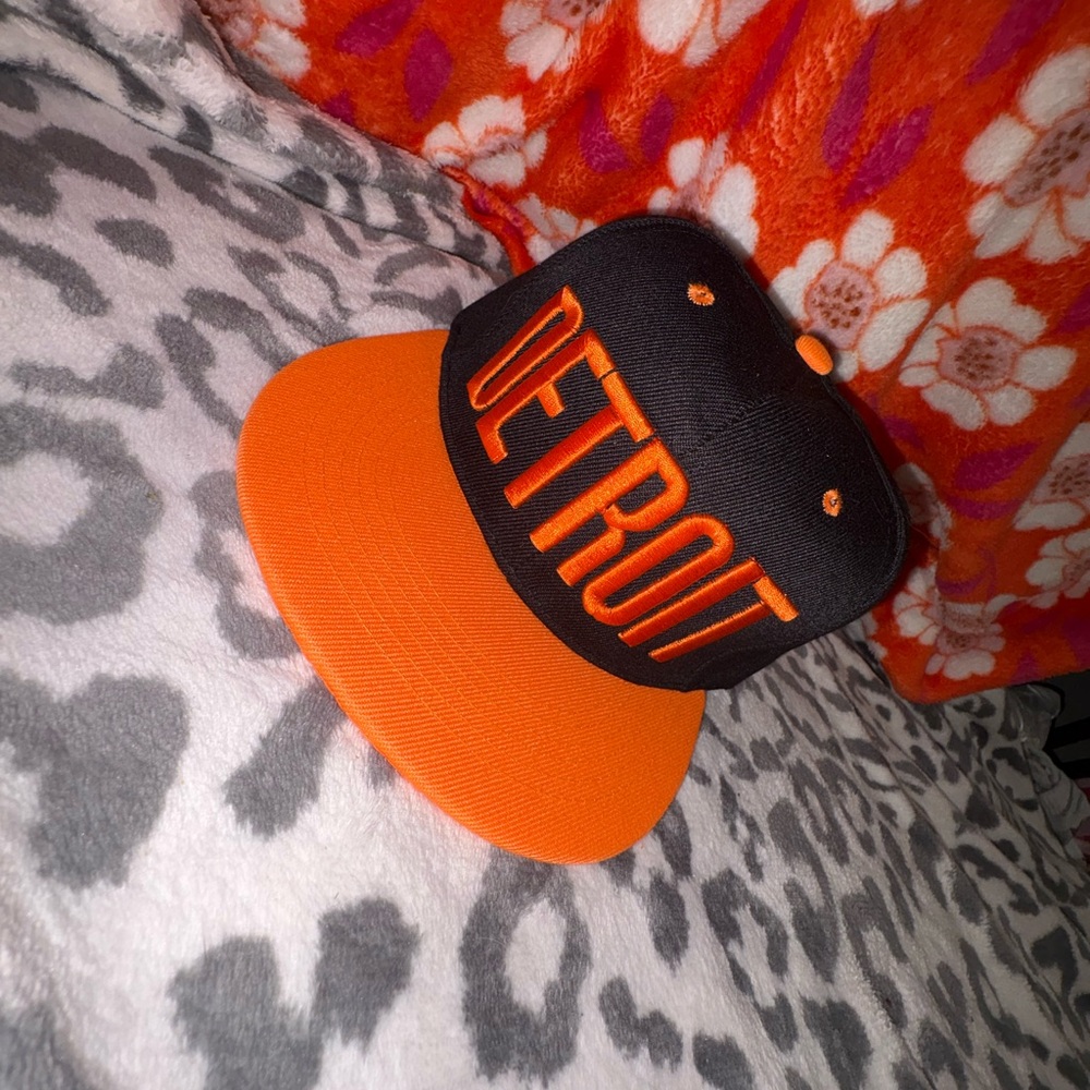 League Black and Orange Detroit Cap